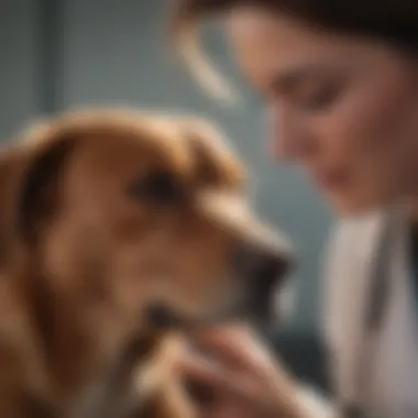 Veterinary Examination for Allergies A veterinarian examining a dog's skin for allergy symptoms.