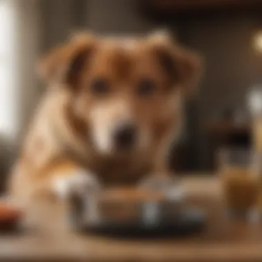 Healthy dog enjoying a balanced meal