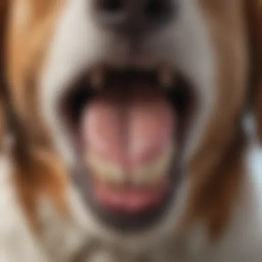 A close-up of a dog's mouth showing healthy teeth and gums