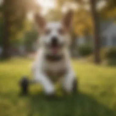 Dog scooting on grass, showcasing a common behavior