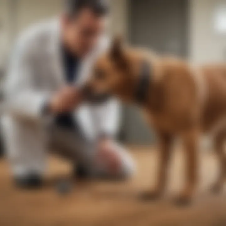 Veterinarian examining a dog's health condition related to scooting