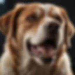 A close-up view of a dog exhibiting tremors, highlighting the muscle contractions associated with shaking syndrome.