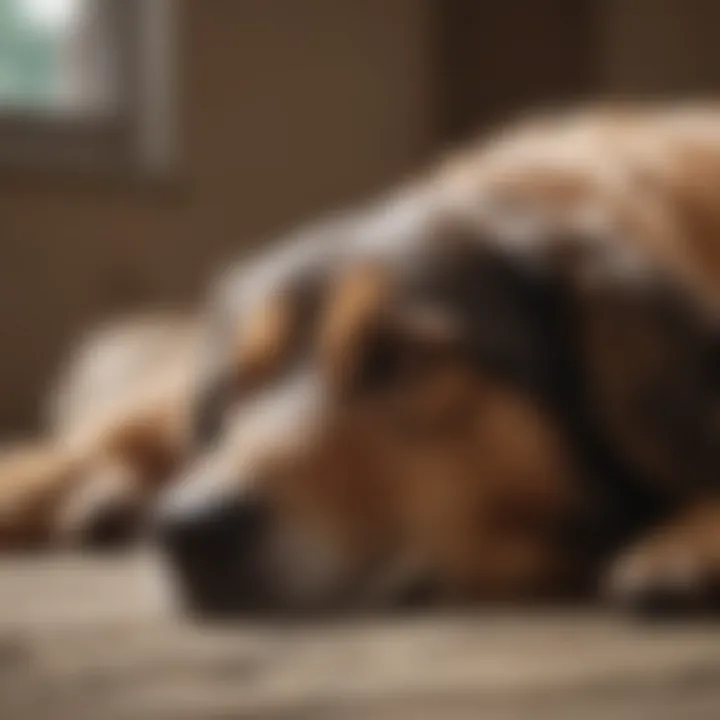 Dog sleeping stretched out, demonstrating relaxation and confidence