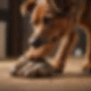 A veterinarian inspecting a dog's paw health