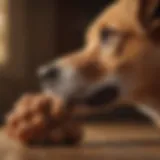 Close-up of a dog licking its paw
