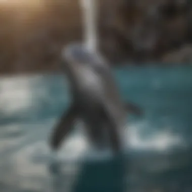 Dolphin's Blowhole in Action Close-up view of a dolphin's blowhole during respiration.