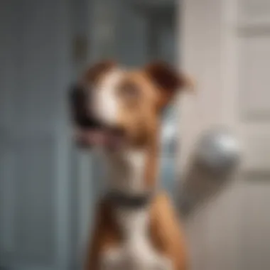 A curious dog reacting to a doorbell sound