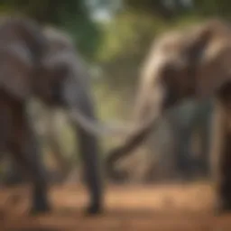 A majestic African elephant displaying courtship behavior in the wild.