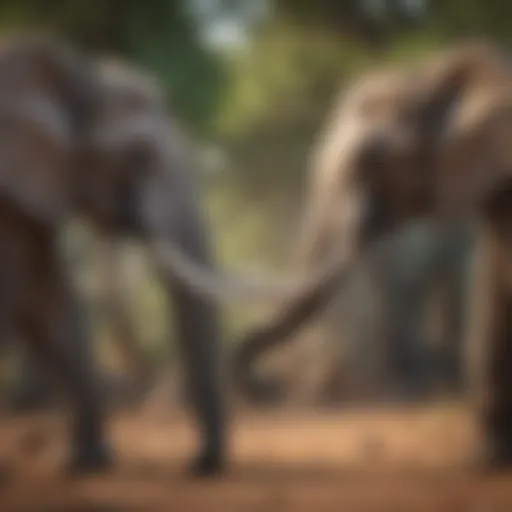 A majestic African elephant displaying courtship behavior in the wild.