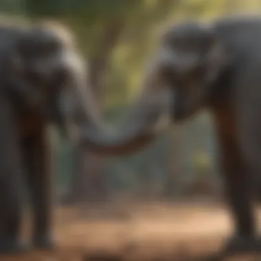 Social Bonding in Asian Elephants An Asian elephant interacting with its mate, showcasing social bonding.