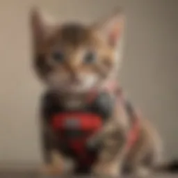A collection of extra small kitten harnesses in various colors and designs.