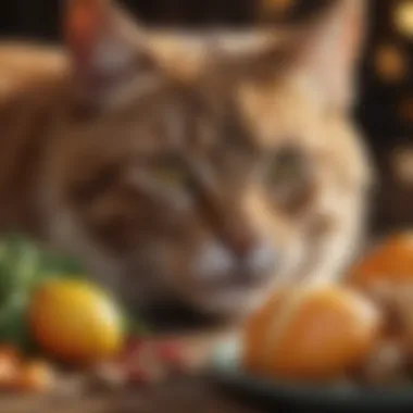 Close-up of fresh ingredients suitable for feline diets