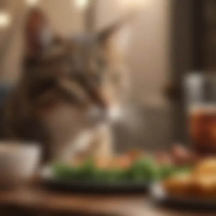 A healthy cat enjoying a meal