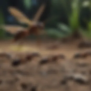 Flying Ants in Their Natural Ecosystem A natural habitat showing flying ants in their ecosystem