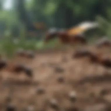Swarming Flying Ants during Mating Season A group of flying ants swarming during their mating season