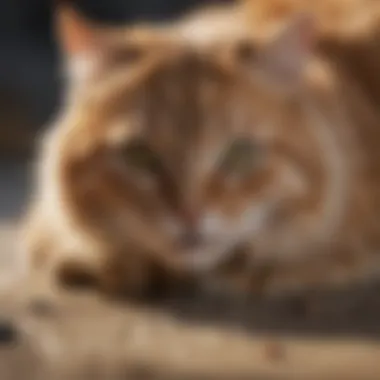 A cat experiencing dry heaving, showing signs of distress