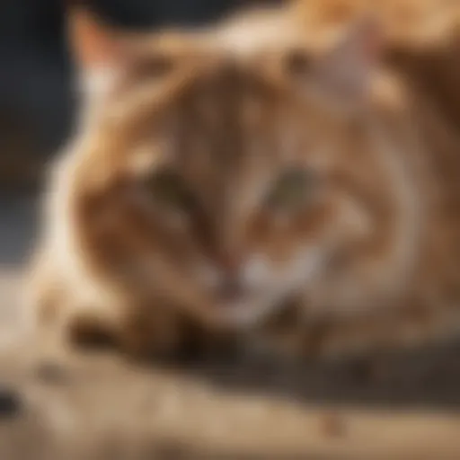 A cat experiencing dry heaving, showing signs of distress