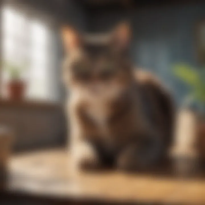 A serene indoor environment for a cat, promoting well-being