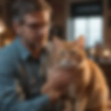 Owner Caring for Their Cat Cat owner providing care and comfort to their pet