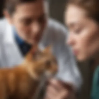 Veterinary Examination for Health Issues Veterinarian examining a cat, highlighting health concerns