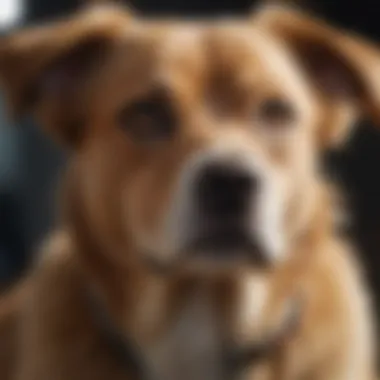 Concerned Dog Expression Close-up of a dog with a concerned expression, symbolizing health issues.