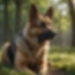 German Shepherd shedding fur in spring