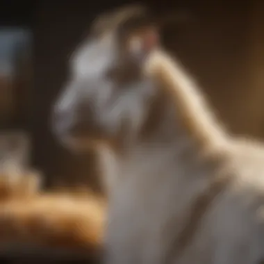 Close-up of a pregnant goat displaying signs of impending labor.