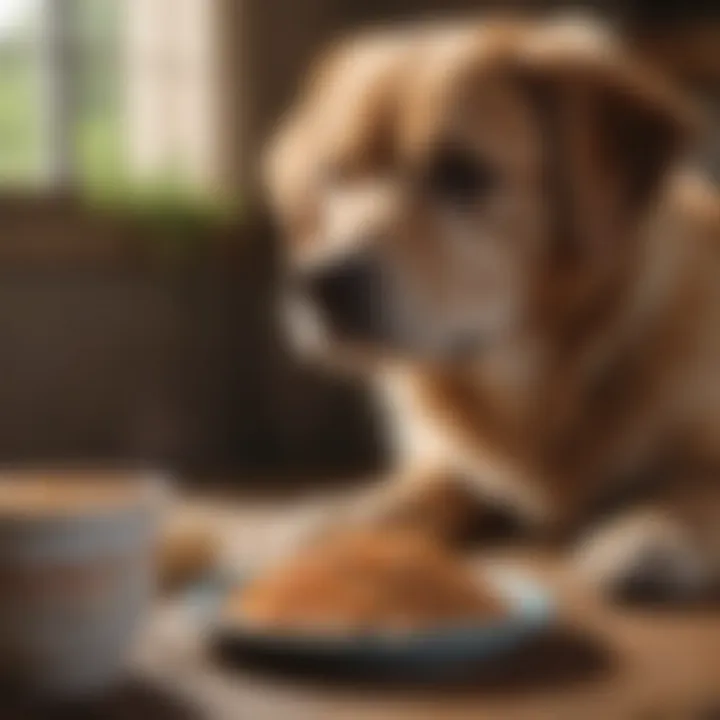 An elderly dog enjoying a bowl of nutritious senior dog food