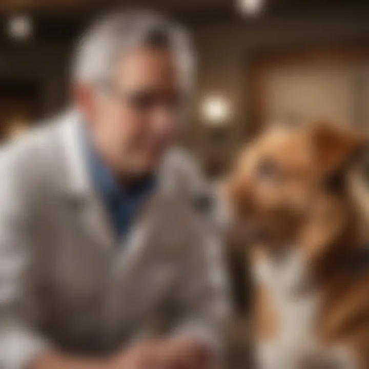 A veterinarian discussing senior dog nutrition with a pet owner