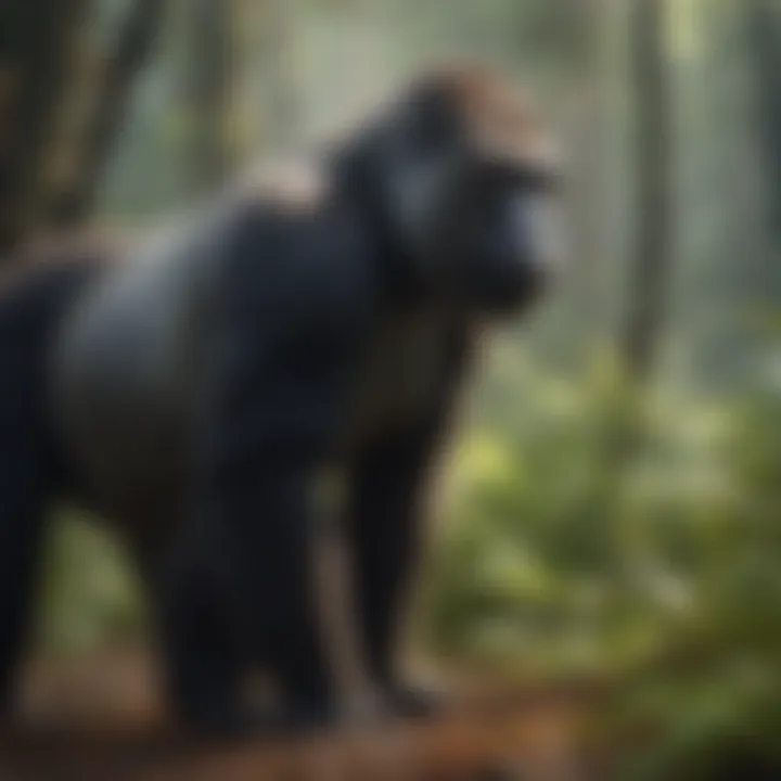 An illustration depicting natural predators of gorillas in the wild.