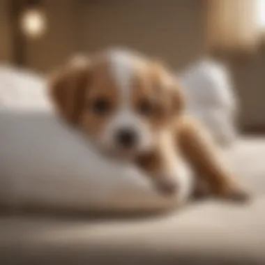 Puppy resting with a support pillow