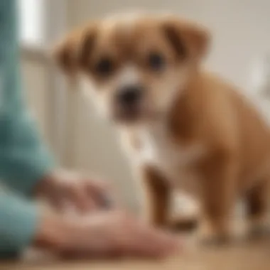 Veterinarian examining a puppy's hip joints