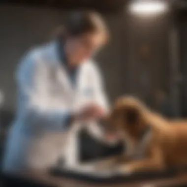 Veterinarian examining dog