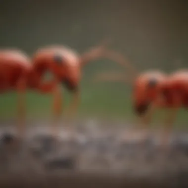Biological Characteristics of Large Red Ants Close-up of large red ants displaying their biological features and characteristics.