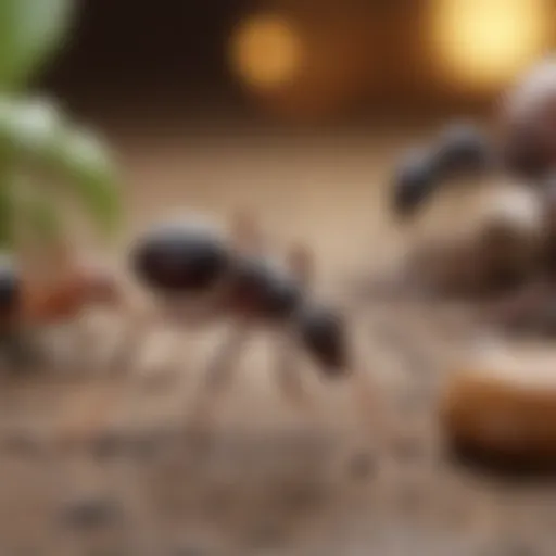 Close-up view of various ant species on a surface