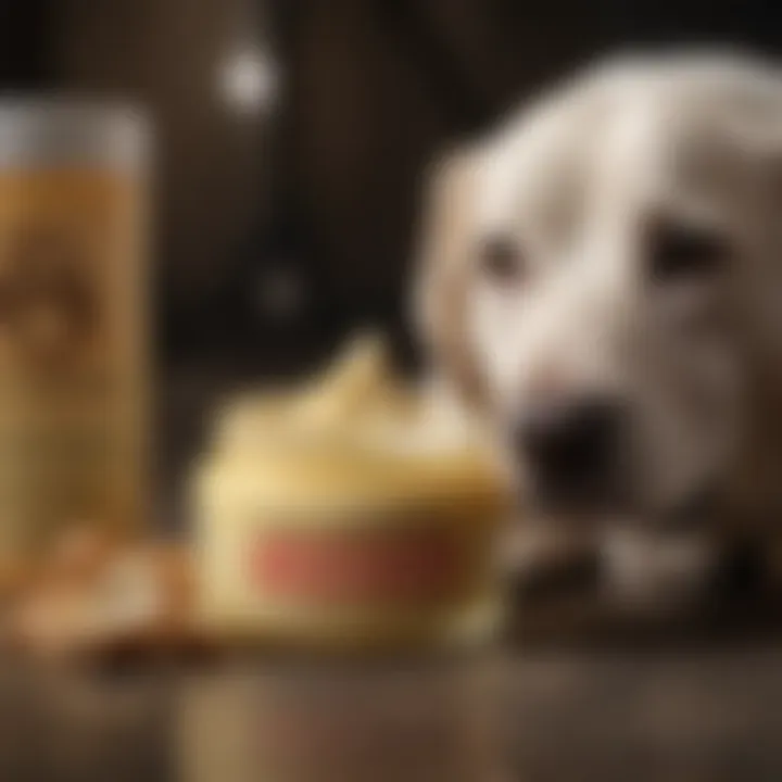 Variety of creams and ointments for treating dog sores