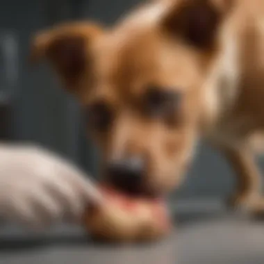 Veterinarian examining a dog with a sore, discussing treatment options