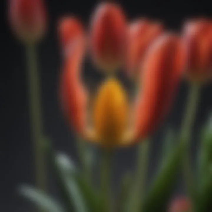 Close-up view of a mini tulip bulb revealing its intricate structure