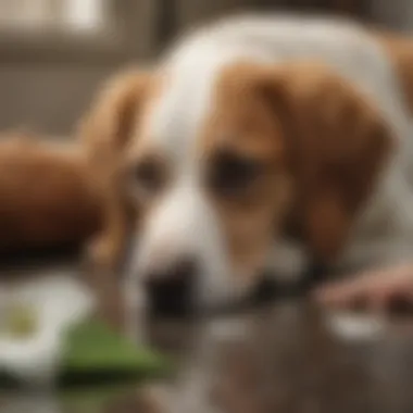 Veterinarian examining a dog showing signs of poisoning