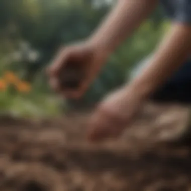 A gardener planting perennial seeds in rich soil