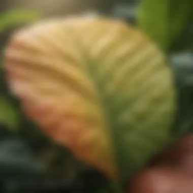 Pests on a plant leaf causing discoloration