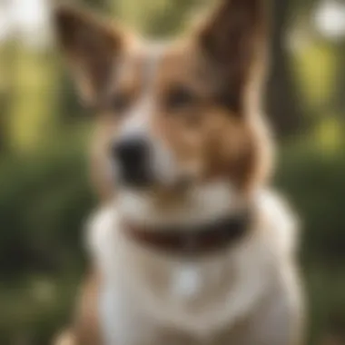 A dog with a rabies vaccination tag on its collar