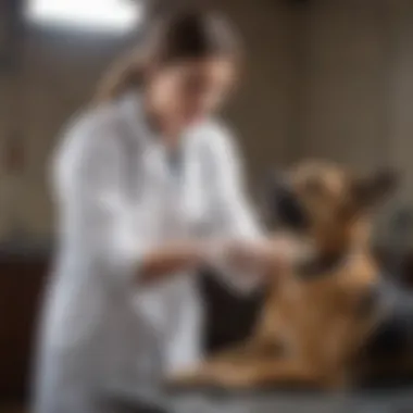 A veterinarian administering a rabies vaccine to a dog in a clinical setting