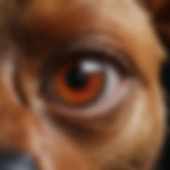 Close-up of a dog's eye with redness and discharge