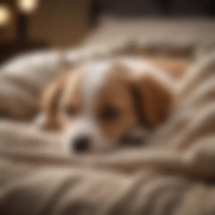 Puppy sleeping peacefully in a cozy bed