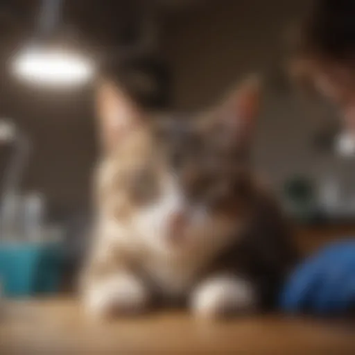 A veterinary professional performing a spay surgery on a cat