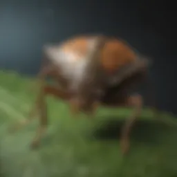 A close-up of a stink bug on a leaf