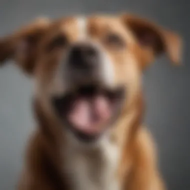 A dog showing signs of bad breath with its mouth open, highlighting dental issues.