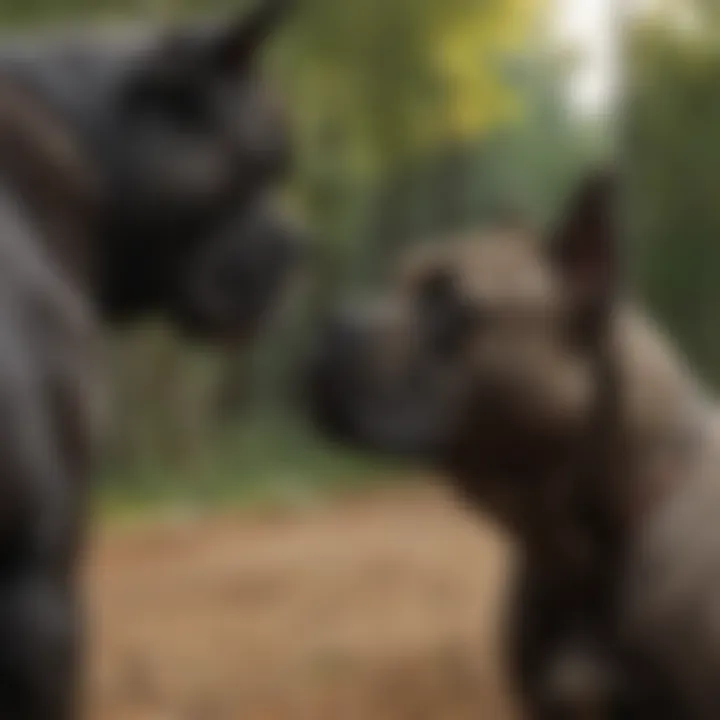 Bully Max Cane Corso interacting with other dogs