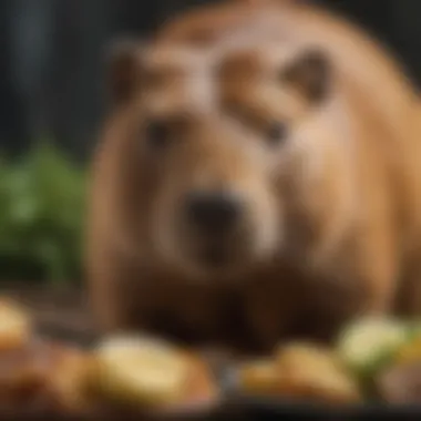 Close-up of capybara's preferred food sources